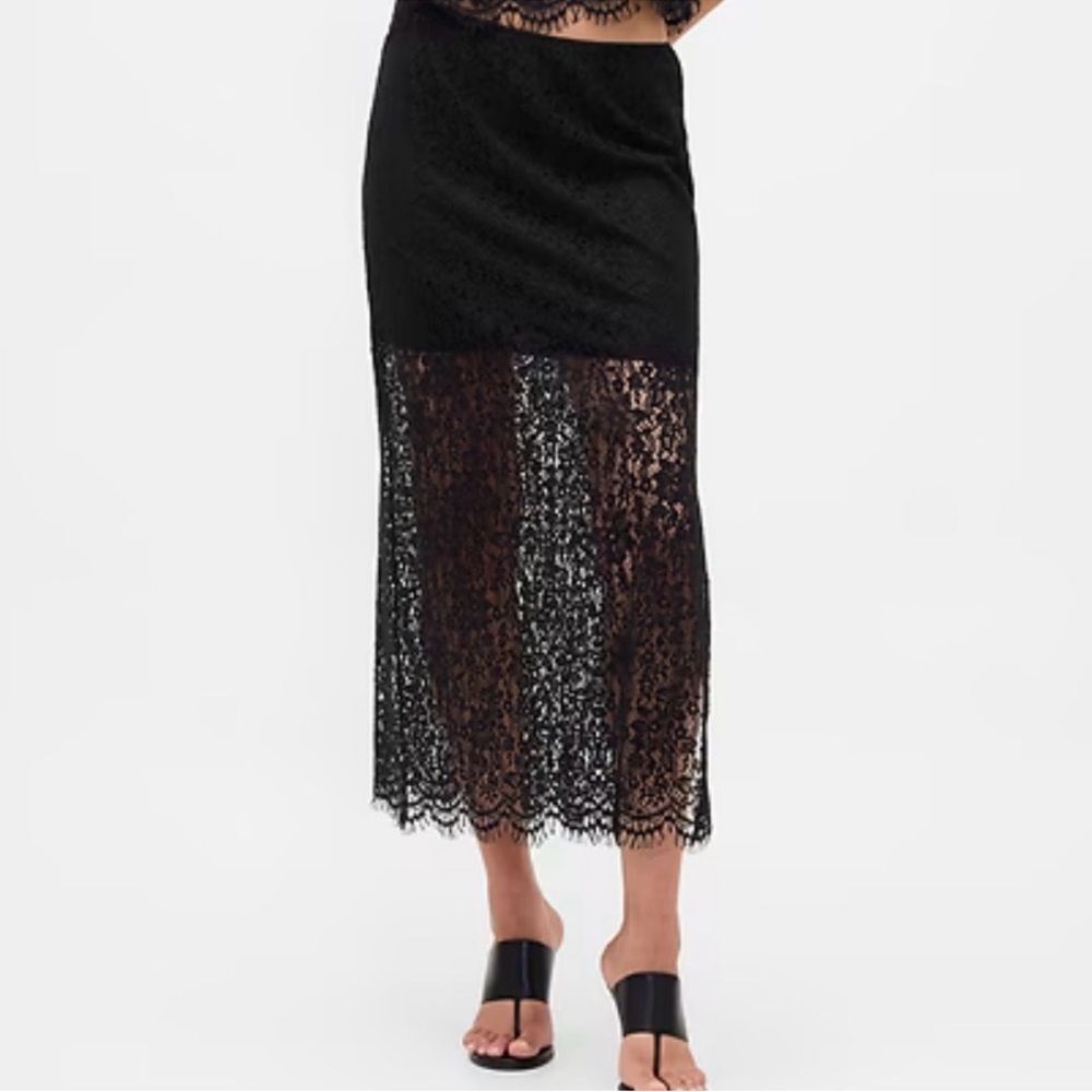 Gap Black Lace Midi Midi Skirt(Size Xxs)